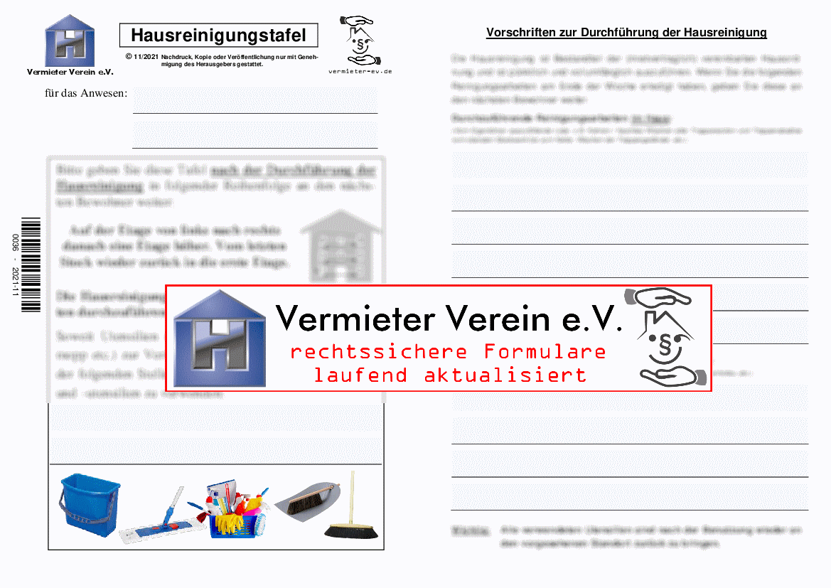 Hausreinigungstafel